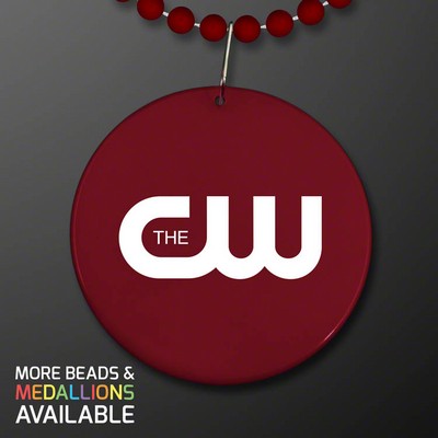 University Crimson Red Medallion with Beaded Necklace (Non Light Up) - PRINTED